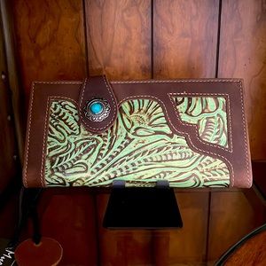 Myra cocktail tooled leather wallet